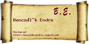 Bencsák Endre névjegykártya